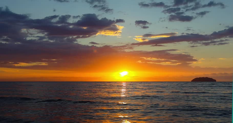 Spectacular sunset over the sea in Malaysia