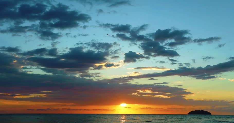 Spectacular sunset over the sea in Malaysia