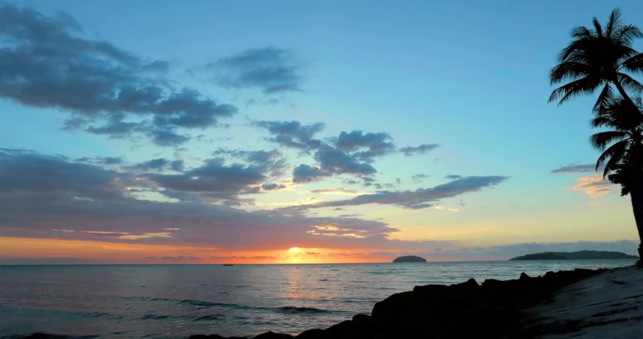 Spectacular sunset over the sea in Malaysia
