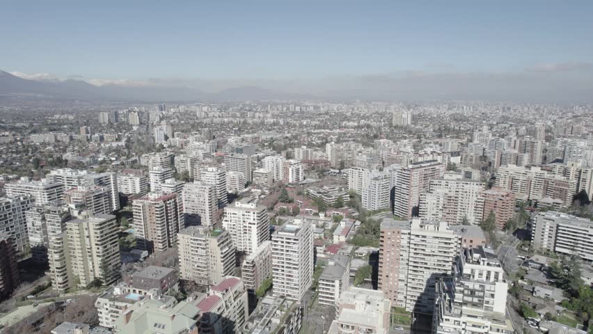 High Altitude Aerial Panning Footage Of Santiago De Chile Urban Landscape