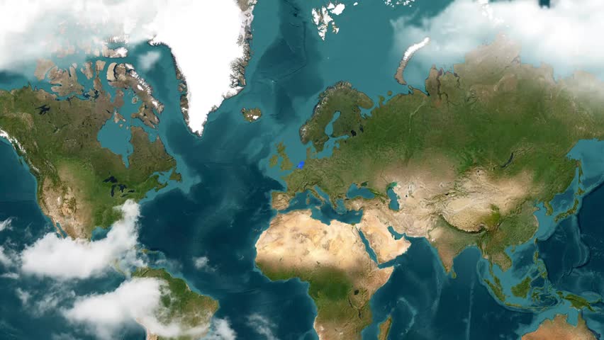 Animated map footage highlighting The Hague in the Netherlands
