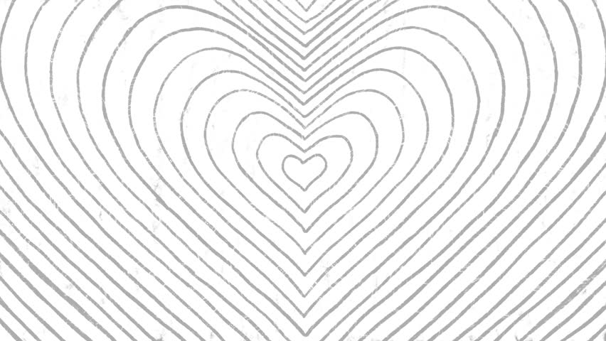 Grayscale Hand Drawn Heart Pattern with Playful Animated Pencil Lines
