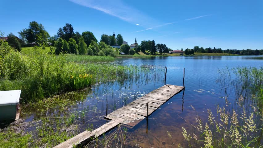 Beautiful lake in the park. Summer. Slowmotion