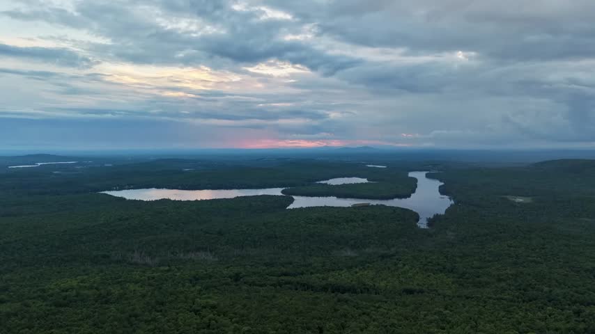 Timelapse video overlooking Caribou, Long and Egg Ponds in Lincoln, Maine