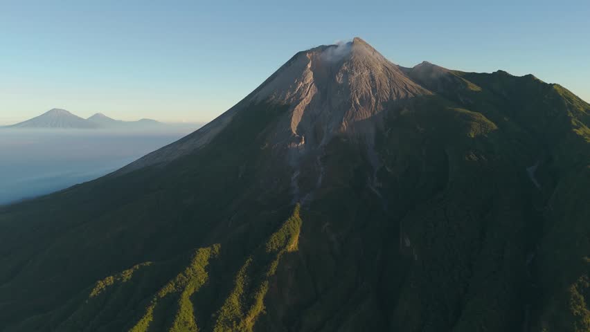 Aerial view of Mount Merapi in the morning