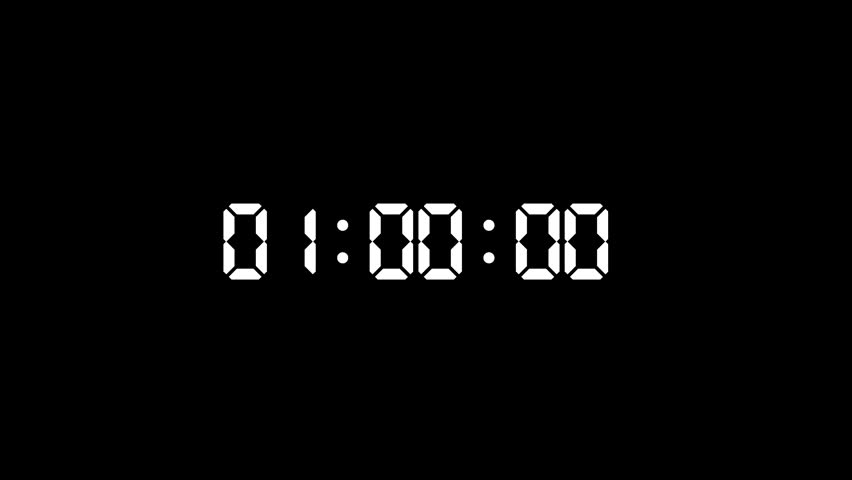 Countdown Timer Animation with Digital Time Display and Transparent Background