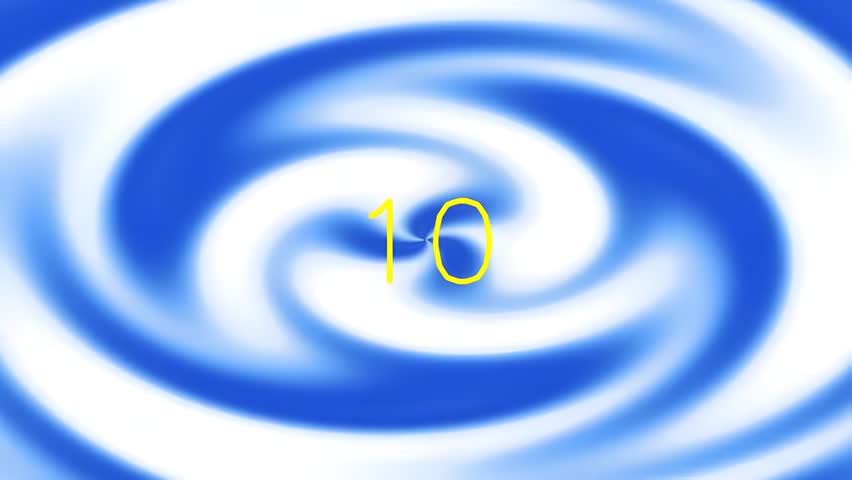 Blue and white swirl background with a yellow number five in the center.