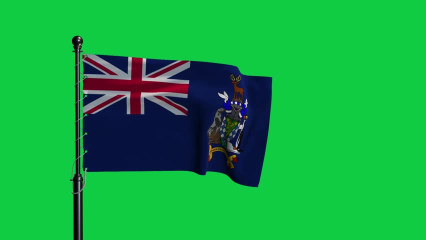 South Georgia Islands Flag Waving Green Screen
