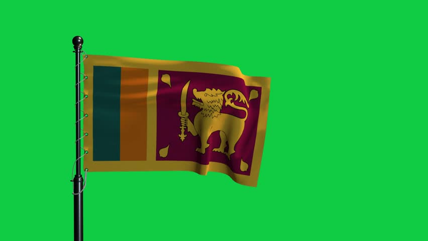 Sri Lanka Flag Waving Green Screen