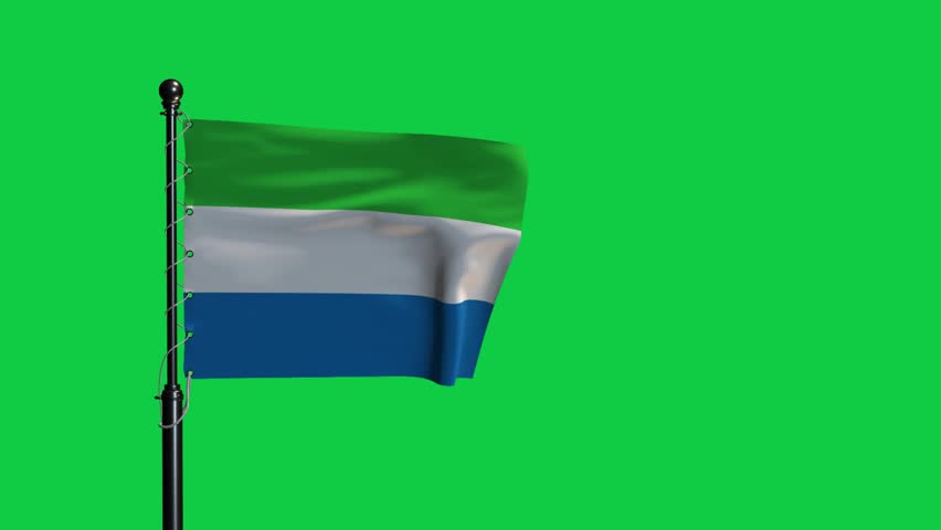 Sierra Leone Flag Waving Green Screen