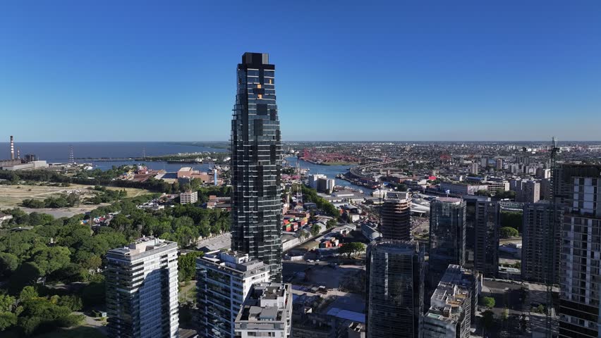 Aerial view of the urban skyline of Puerto Madero in Buenos Aires, Argentina