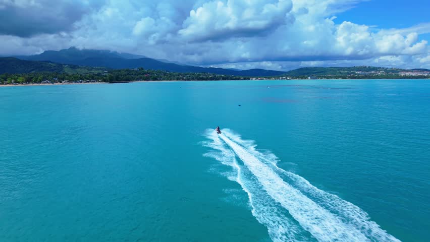 Golden Hour Drone Reveal of Luquillo Bay Ocean Horizon Puerto Rico
