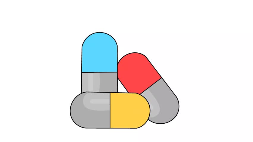 Minimalist medicine capsule pills vector illustration set isolated on white background. Flat health care and pharmacy icon concept.