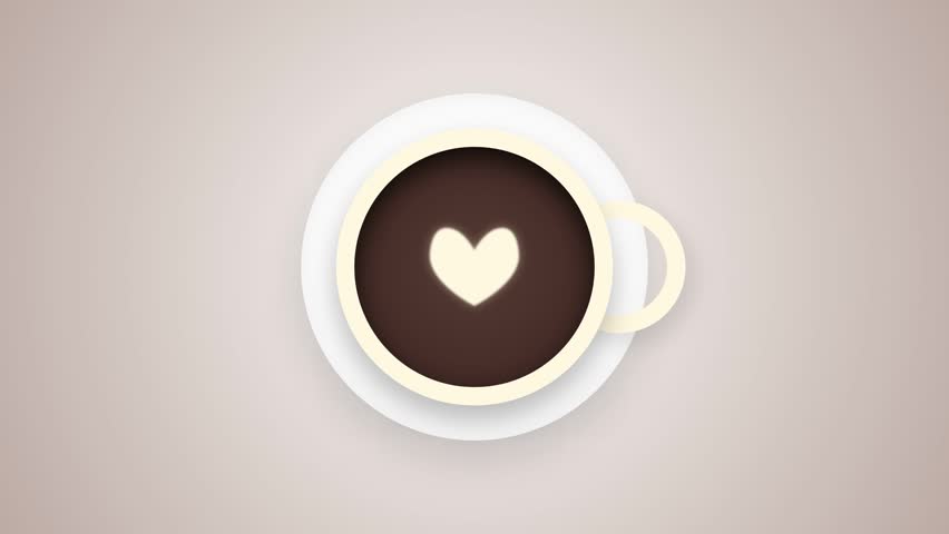Coffee Cup Heart Pulsing Animation Minimalist Flat Lay International Coffee Day Concept