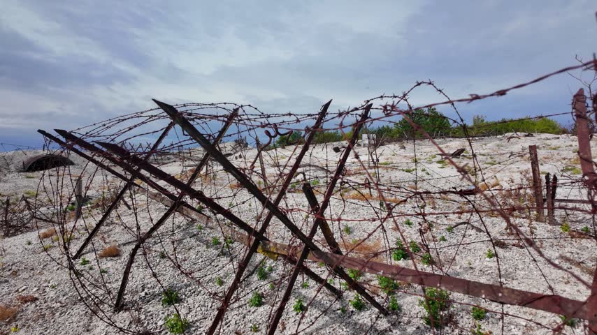 Massiges, August 2026: Visit to the historic site of  Massiges, a memorial to World War I—the French Army against the German Army - View of various trench defense systems (barbed wire, cross-bracing)