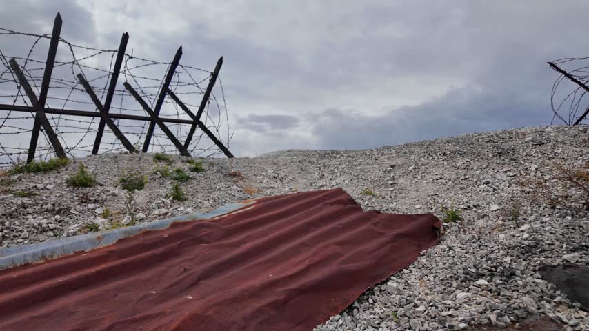Massiges, August 2026: Visit to the historic site of  Massiges, a memorial to World War I—the French Army against the German Army - View of various trench defense systems (barbed wire, cross-bracing)