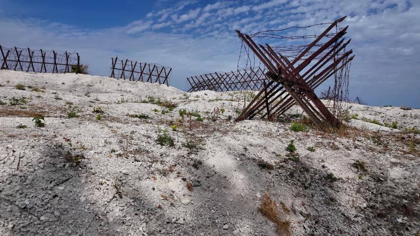 Massiges, August 2026: Visit to the historic site of  Massiges, a memorial to World War I—the French Army against the German Army - View of various trench defense systems (barbed wire, cross-bracing)