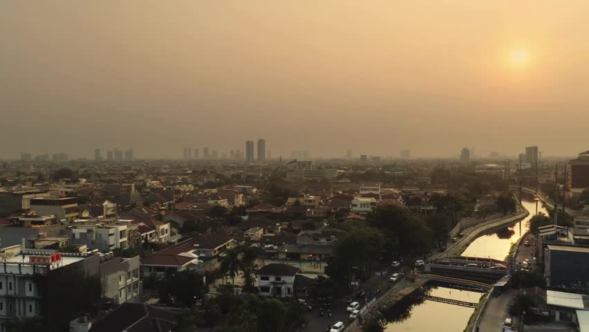 Cinematic View Of Jakarta Cityscape, Indonesia