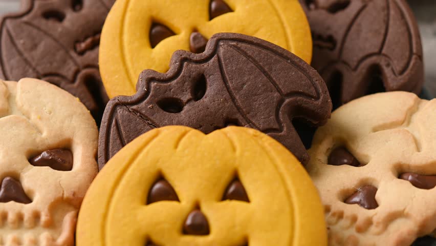 Halloween Cookies Rotating on a Plate