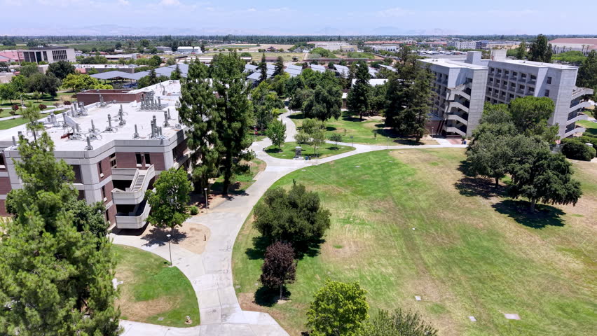 aerial fresno state university in fresno california