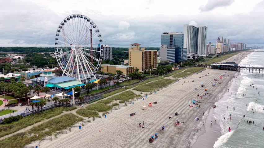 aerial over the beach at the myrtle beach sc