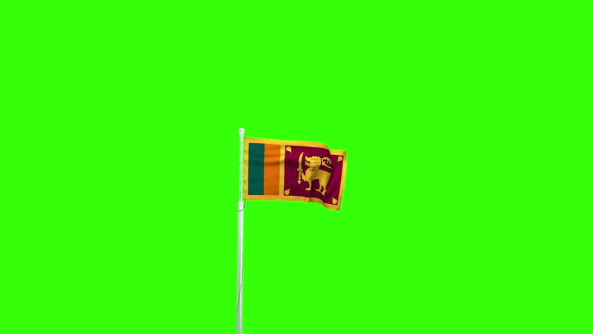 Sri Lanka national flag waving in motion against green screen background