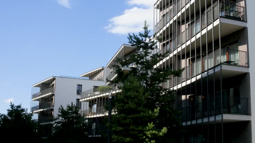 Modern view of Sea Towers residential skyscrapers in Gdynia, Poland, showcasing contemporary architecture and high-rise urban development