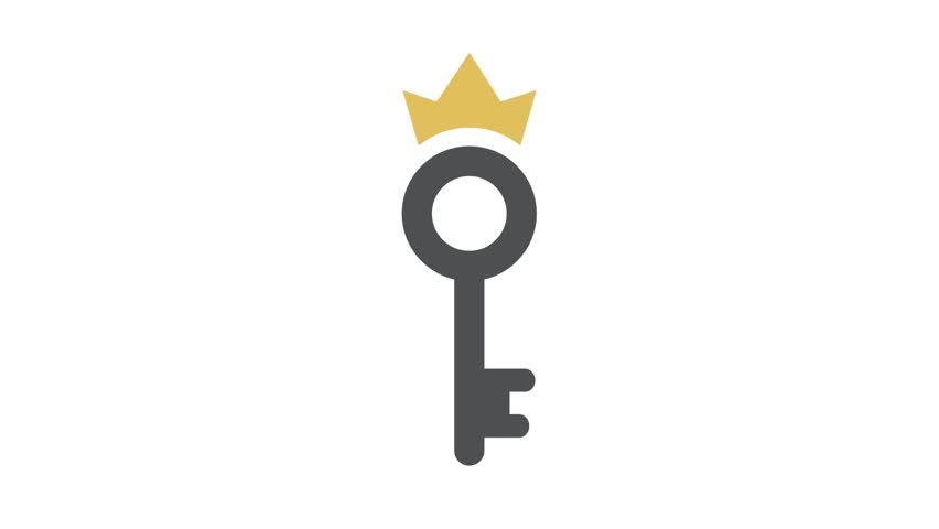 Key logo with crown combination in flat vector design.