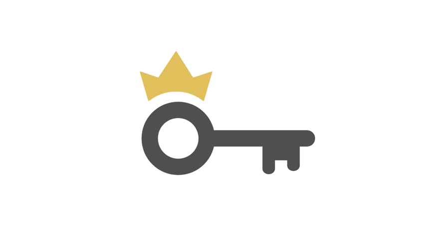 Key logo with crown combination in flat vector design.