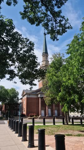 Vertical View of First Baptist Church in Civic Center of Denver Colorado USA