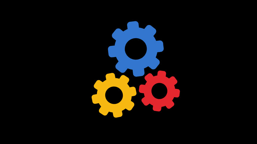 Animated Gear Icon Loop Vector, Rotating Mechanism Engine Wheel Motion Graphic