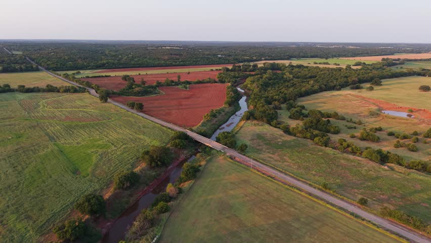 52-Week Chronological Drone Sequence - Bridge 2 Forward Push - Week 37 (Oklahoma Rural Landscape, Early August Dry Heat, Summer)