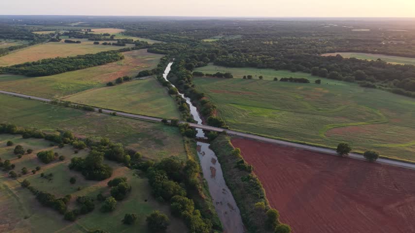 52-Week Chronological Drone Sequence - Bridge 2 Orbit - Week 37 (Oklahoma Rural Landscape, Early August Dry Heat, Summer)