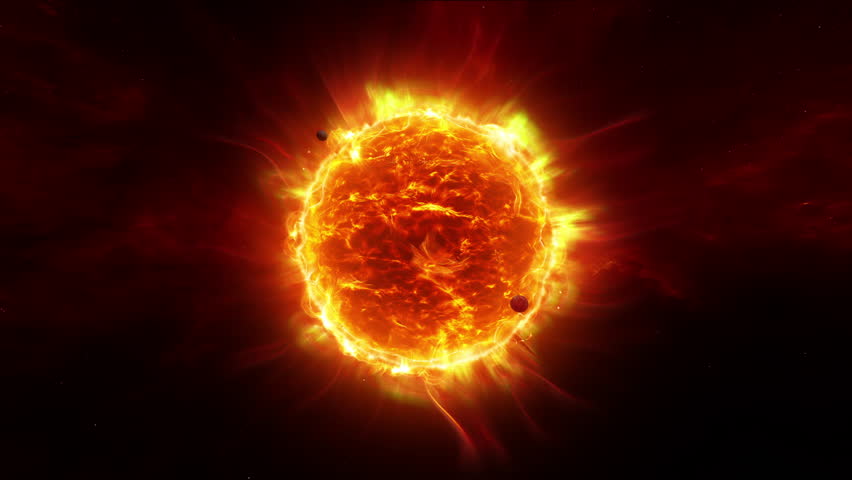 Glowing Sun with Solar Flares and Orbiting Planets in Deep Space 4K