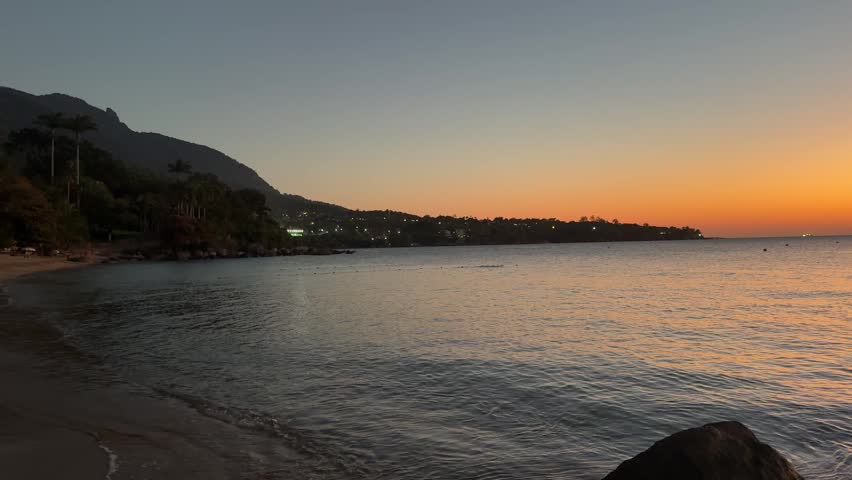 Wonderful sunset at Julião Beach in Ilhabela, São Paulo, Brazil.