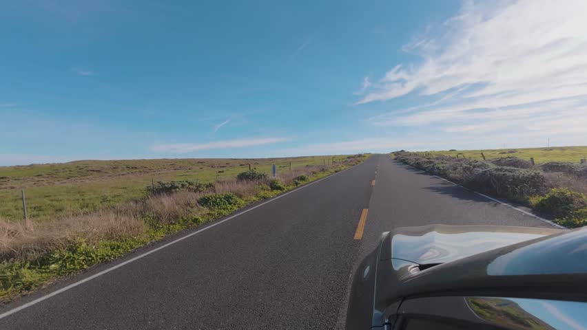 Driving along scenic coastal road in Point Reyes California