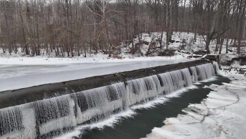 Daniels Dam on Patapsco River Maryland in Winter