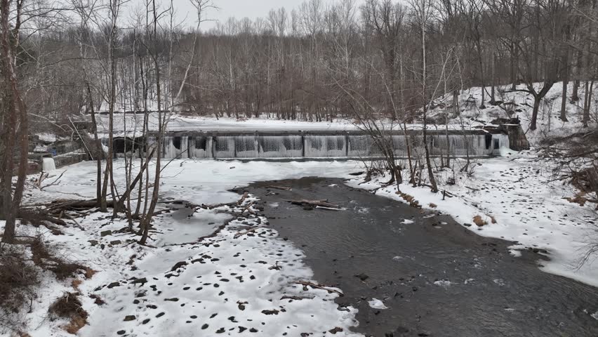 Daniels Dam on Patapsco River Maryland in Winter