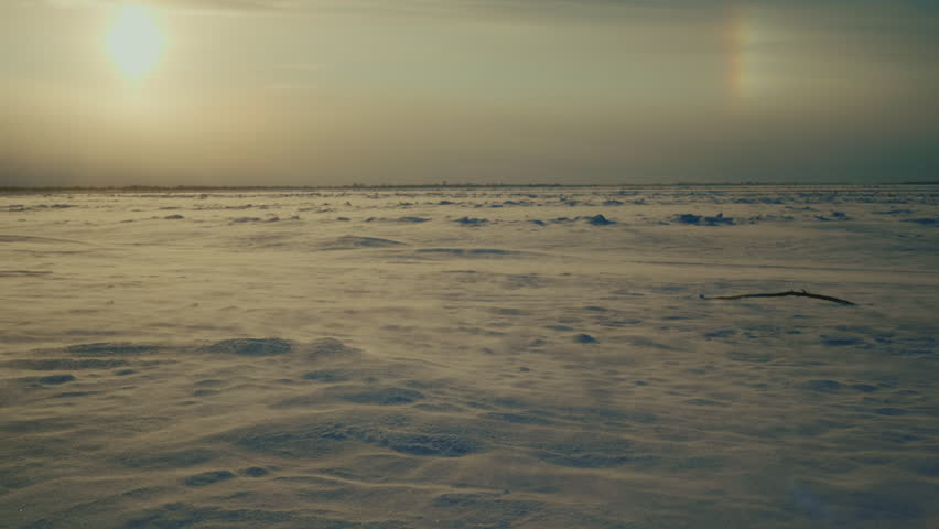 Icy river landscape in Russia with snow covered terrain and winter scenery