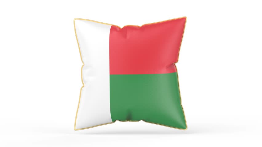 Pillow with the flag of Madagascar on white background