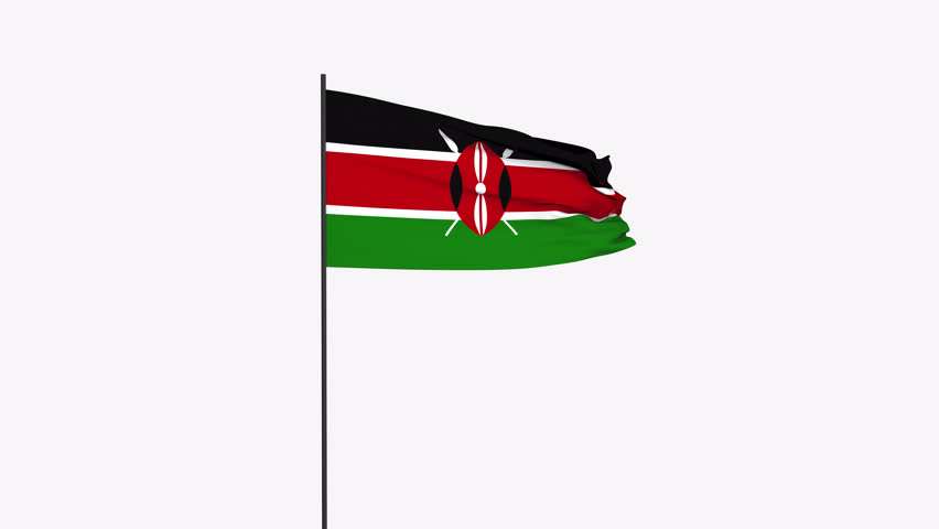 Kenya Flag Animation 4K Transparent Background with Alpha Channel. High-quality national flag waving and flowing motion, ideal for news, broadcast, presentations, social media, educational content, travel videos, patriotic projects, and professional video production.