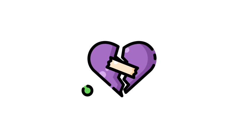 Animated broken heart sticker with modern graphics for icons, web design, social media posts, and valentines day projects. Cute and trendy.