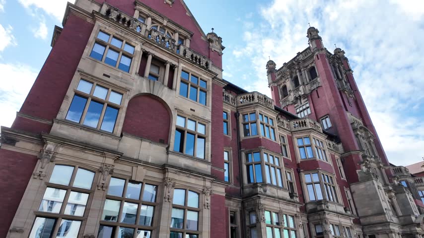 Historic Red Brick Newcastle University Building in Newcastle upon Tyne, England, UK