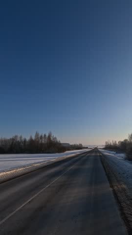 winter road in the morning