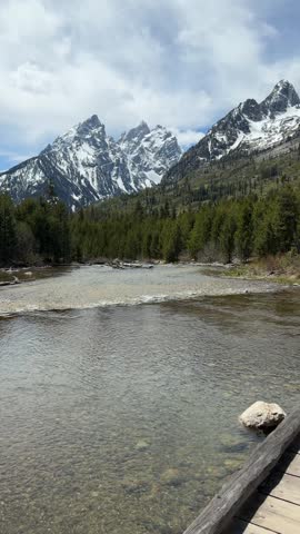 
Grand Teton National Park - View of String Lake, snowy peaks of the Grand Tetons in the background