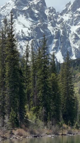 
Grand Teton National Park - View of String Lake, snowy peaks of the Grand Tetons in the background