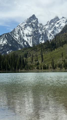 
Grand Teton National Park - View of String Lake, snowy peaks of the Grand Tetons in the background