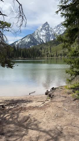 
Grand Teton National Park - View of String Lake, snowy peaks of the Grand Tetons in the background