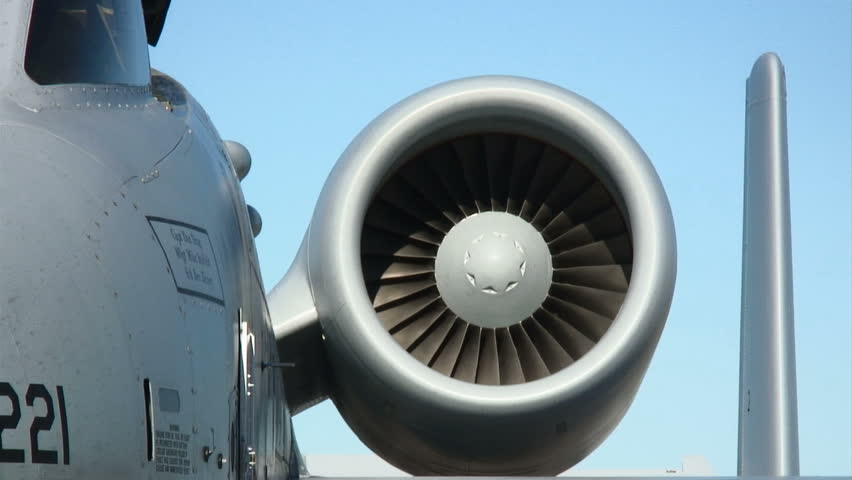Details of a jet engine and nose on an A-10 Thunderbolt, US Air Force fighter