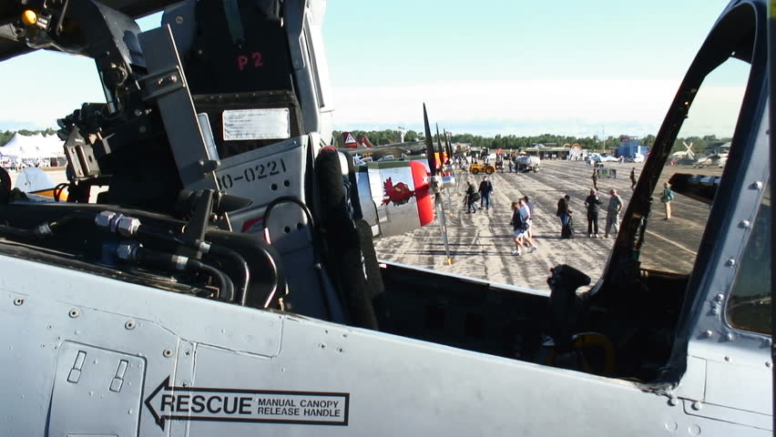 View looking across an airfield from the cockpit of a US Air Force A-10